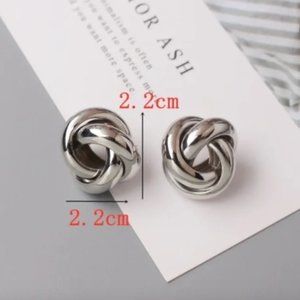 Zara silver color round elegant chic earrings